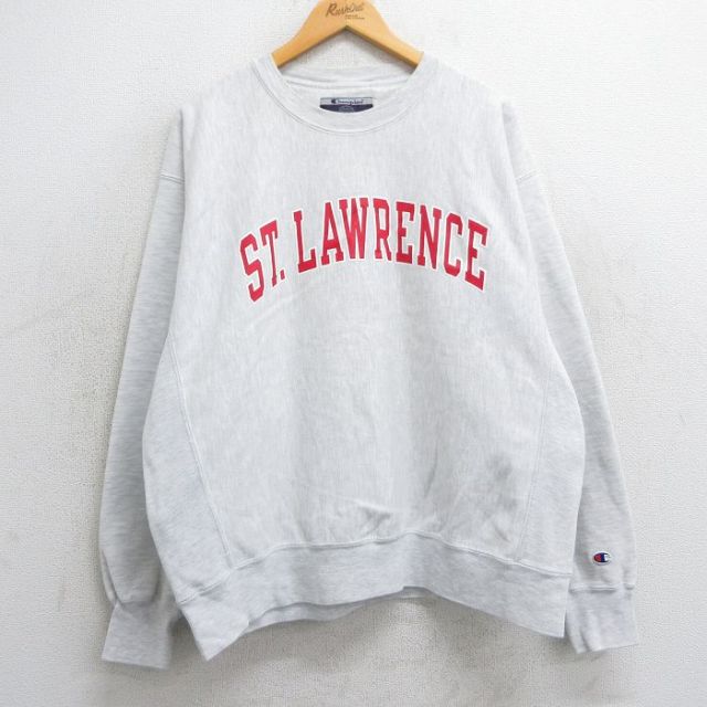 XL★古着 長袖 チャンピオン Champion リバースウィーブ メンズ 00年代 00s セントローレンス 大きいサイズ クルーネック 薄グレー 霜降り 25mar17 中古 スウェット スエット トレーナー トップス