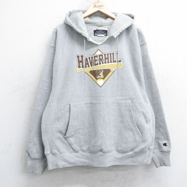 XL★古着 長袖 チャンピオン Champion リバースウィーブ パーカー メンズ 00年代 00s ヘーバリル グレー 霜降り 25apr12 中古 スウェット スエット トレーナー トップス