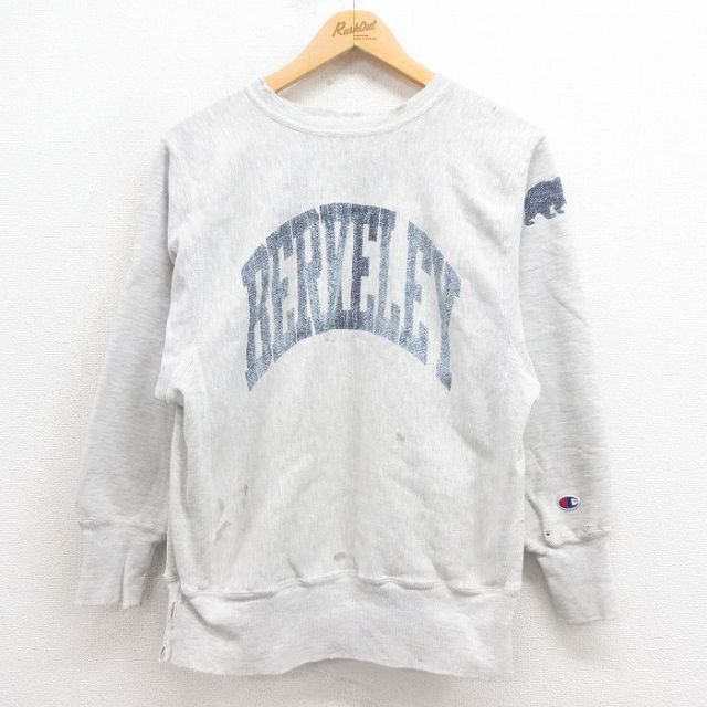 M★古着 長袖 チャンピオン Champion リバースウィーブ メンズ 90年代 90s BERKELEY クルーネック グレー 霜降り 25aug13 中古 スウェット スエット トレーナー トップス