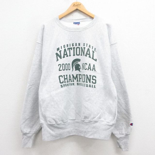 XL★古着 長袖 チャンピオン Champion リバースウィーブ メンズ 00年代 00s ミシガン 大きいサイズ クルーネック 25sep02 中古 スウェット スエット トレーナー トップス