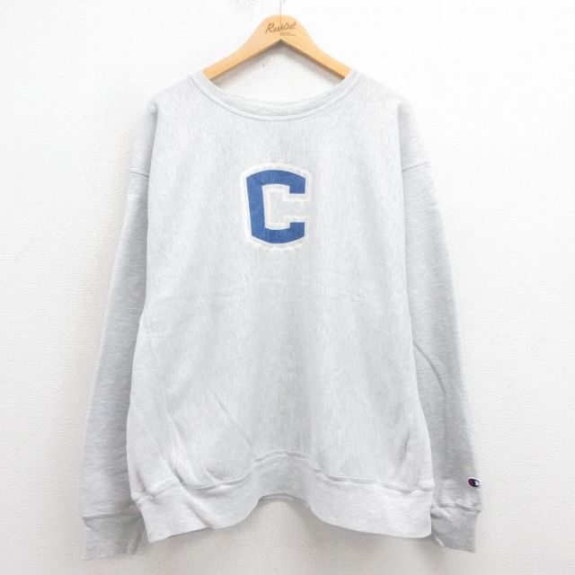 XL★古着 長袖 チャンピオン Champion リバースウィーブ メンズ 00年代 00s C 大きいサイズ クルーネック グレー 霜降り 【spe】 25sep02 中古 スウェット スエット トレーナー トップス