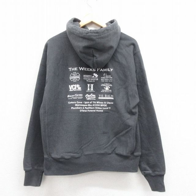 M★古着 長袖 チャンピオン Champion リバースウィーブ パーカー メンズ 企業広告 グレー 25sep02 中古 スウェット スエット トレーナー トップス