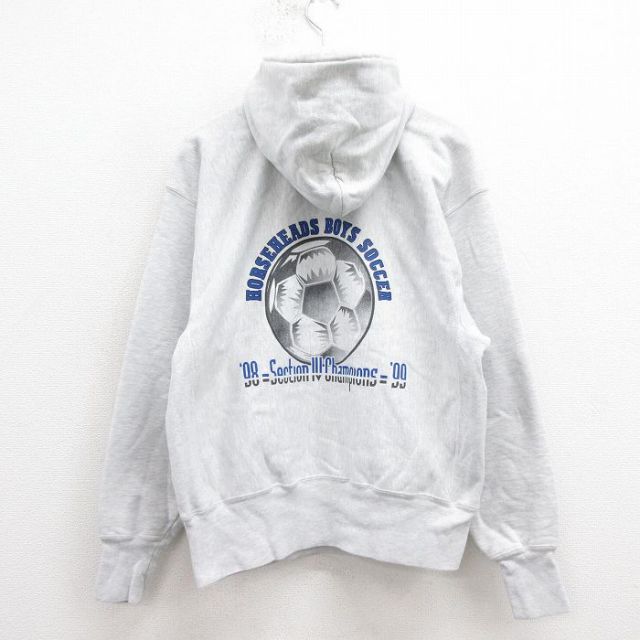 XL★古着 長袖 チャンピオン Champion リバースウィーブ パーカー メンズ 00年代 00s サッカー グレー 霜降り 25sep05 中古 スウェット スエット トレーナー トップス