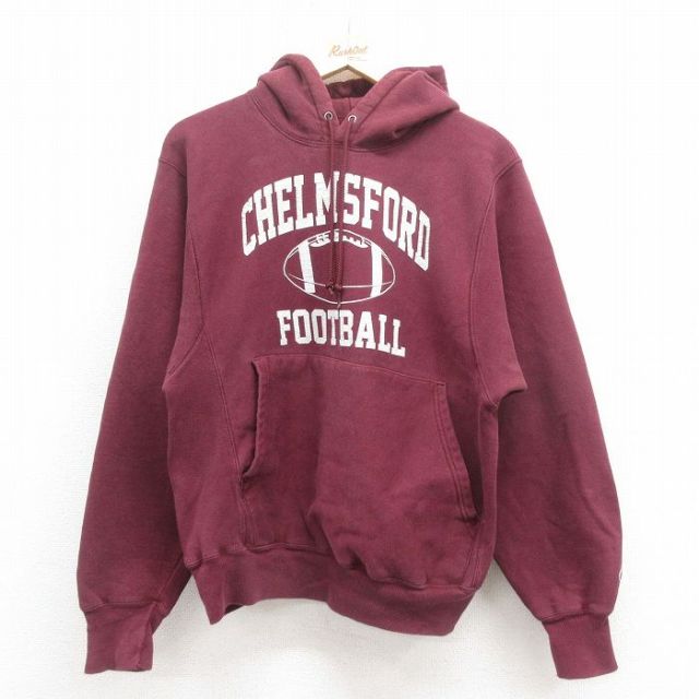 M★古着 長袖 チャンピオン Champion リバースウィーブ パーカー メンズ 00年代 00s フットボール エンジ 25sep05 中古 スウェット スエット トレーナー トップス