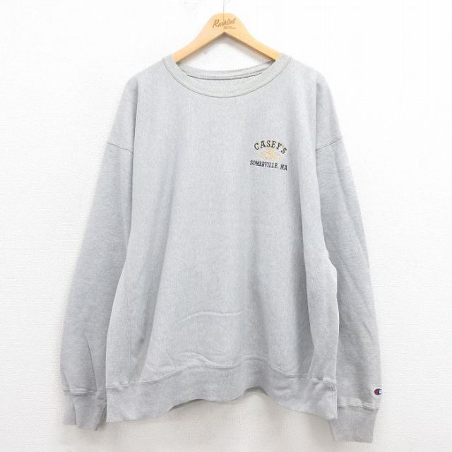 【20%OFF】XL★古着 長袖 チャンピオン Champion リバースウィーブ メンズ 00年代 00s CASEYS 大きいサイズ クルーネック グレー 霜降り 25sep20 中古 スウェット スエット トレーナー トップス