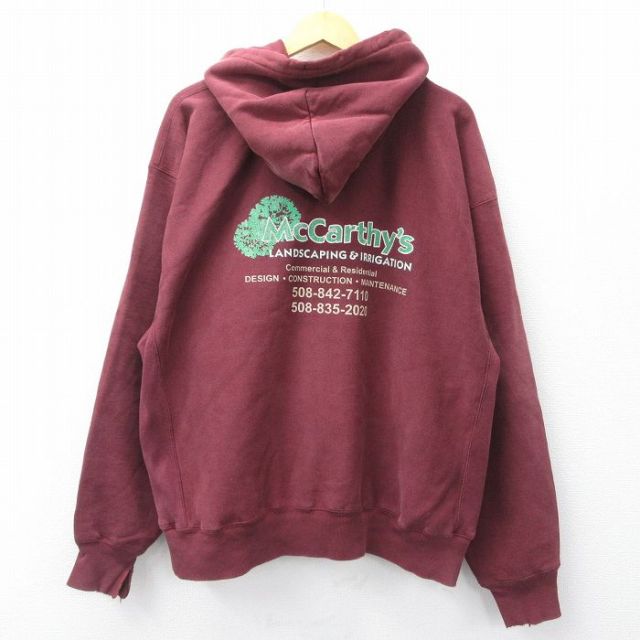 XL★古着 長袖 チャンピオン Champion リバースウィーブ パーカー メンズ McCarthys 大きいサイズ エンジ 25oct02 中古 スウェット スエット トレーナー トップス