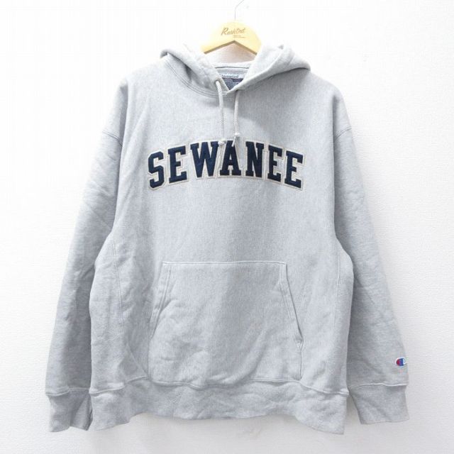 L★古着 長袖 チャンピオン Champion リバースウィーブ パーカー メンズ 00年代 00s SEWANEE グレー 霜降り 25oct02 中古 スウェット スエット トレーナー トップス