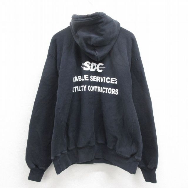 XL★古着 長袖 チャンピオン Champion リバースウィーブ パーカー メンズ 00年代 00s SDC 大きいサイズ 黒 ブラック 25oct15 中古 スウェット スエット トレーナー トップス