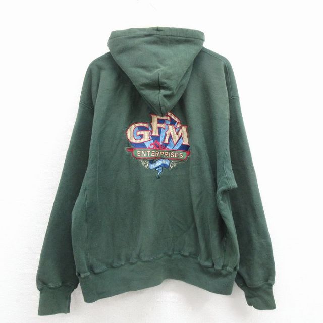 【50%OFF】チャンピオン 00s リバースウィーブパーカー GFM刺繍 グリーン XL | 古着