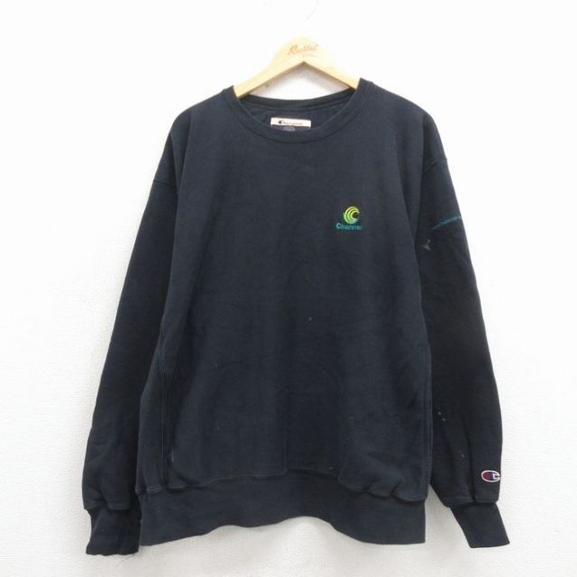 【20%OFF】XL★古着 長袖 チャンピオン Champion リバースウィーブ メンズ 00年代 00s Channel 大きいサイズ クルーネック 黒 25nov25