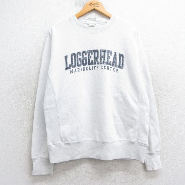 L★古着 長袖 チャンピオン Champion リバースウィーブ メンズ LOGGERHEAD クルーネック 白【spe】 25dec10