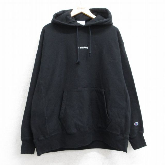 XL★古着 長袖 チャンピオン Champion リバースウィーブ パーカー メンズ TEMPS Nasdad Listed 黒 25dec10