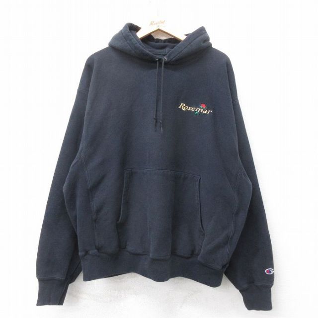 XL★古着 長袖 チャンピオン Champion リバースウィーブ パーカー メンズ 00年代 00s Rosemer 大きいサイズ 黒【spe】 26jan21
