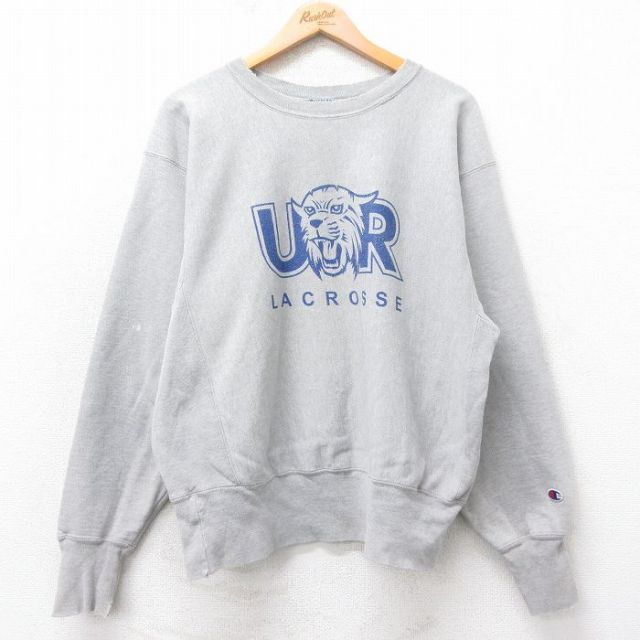 L★古着 長袖 チャンピオン Champion リバースウィーブ メンズ 00年代 00s UR ラクロス クルーネック グレー 霜降り 26jan21
