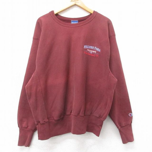 XL★古着 長袖 チャンピオン Champion リバースウィーブ メンズ 00年代 00s HILLSIDE クルーネック エンジ 26jan21