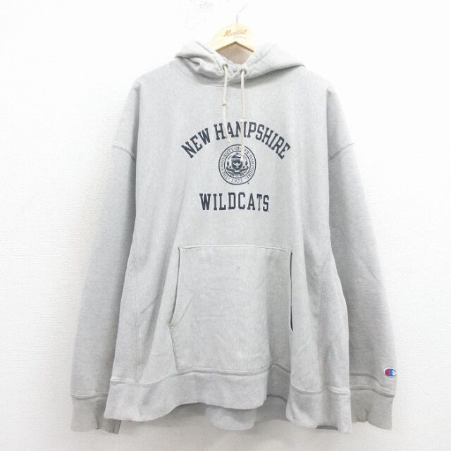 チャンピオン 00s リバースウィーブパーカー ニューハンプシャーカレッジ グレー XL | 古着