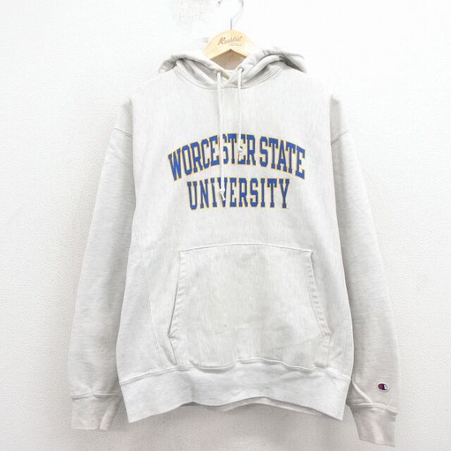 【20%OFF】チャンピオン 00s リバースウィーブパーカー WORCESTER グレー L | 古着