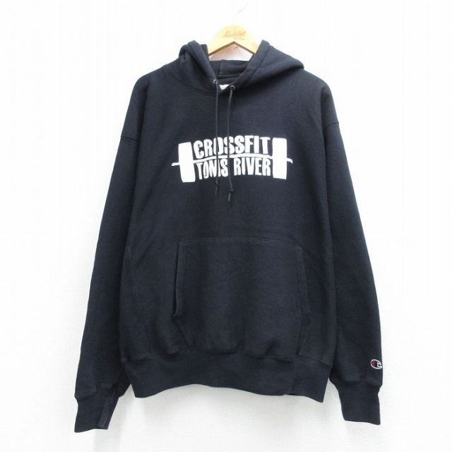 チャンピオン リバースウィーブパーカー CROSSFIT ブラック XL | 古着