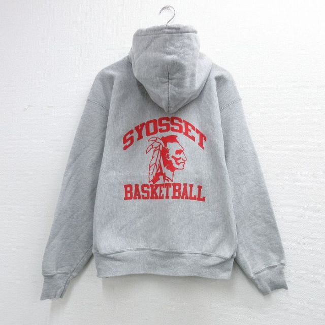 L★古着 長袖 チャンピオン Champion リバースウィーブ パーカー メンズ 00年代 00s SYOSSET バスケットボール インディアン グレー 霜降り【spe】 26mar19