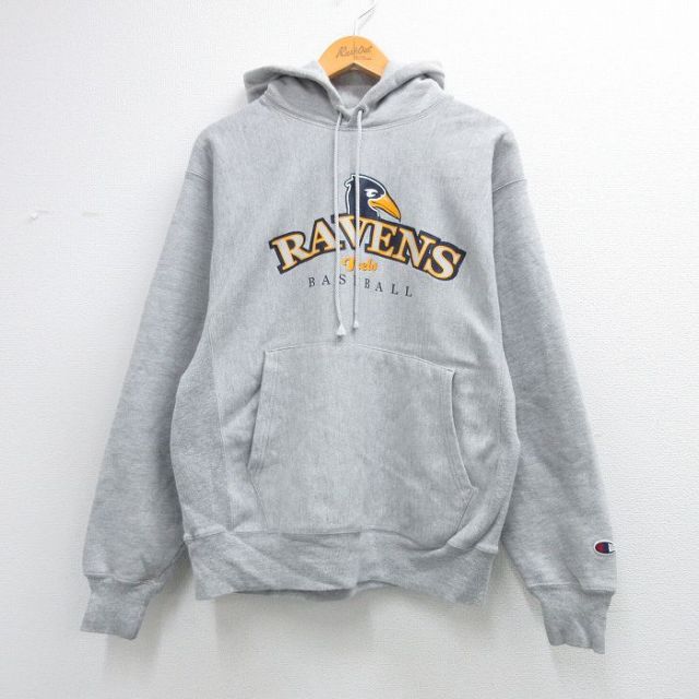 チャンピオン 00s リバースウィーブパーカー RAVENS グレー M | 古着
