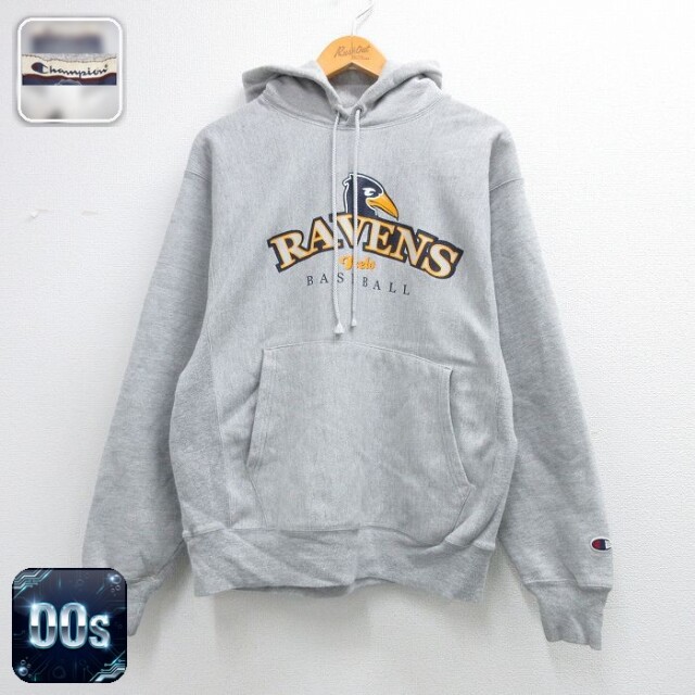【20%OFF】チャンピオン 00s リバースウィーブパーカー RAVENS グレー M | 古着