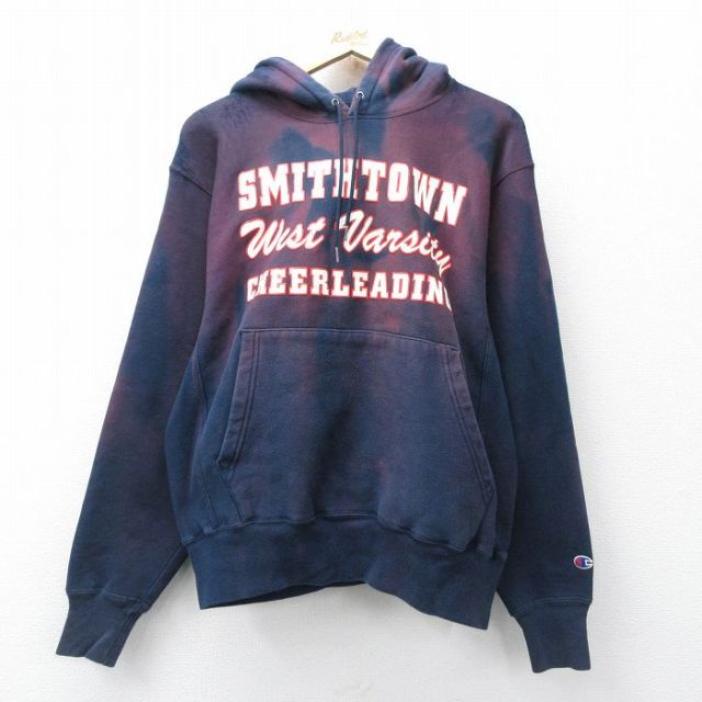 チャンピオン 00s リバースウィーブパーカー SMITHTOWN ネイビー メンズXL相当 | 古着