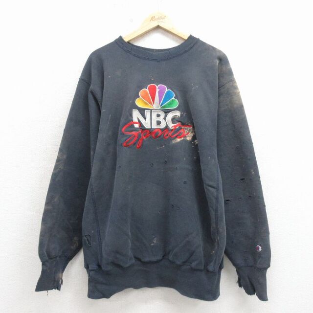 チャンピオン 90s リバースウィーブ長袖 NBC刺繍 ネイビー メンズXL相当 | 古着
