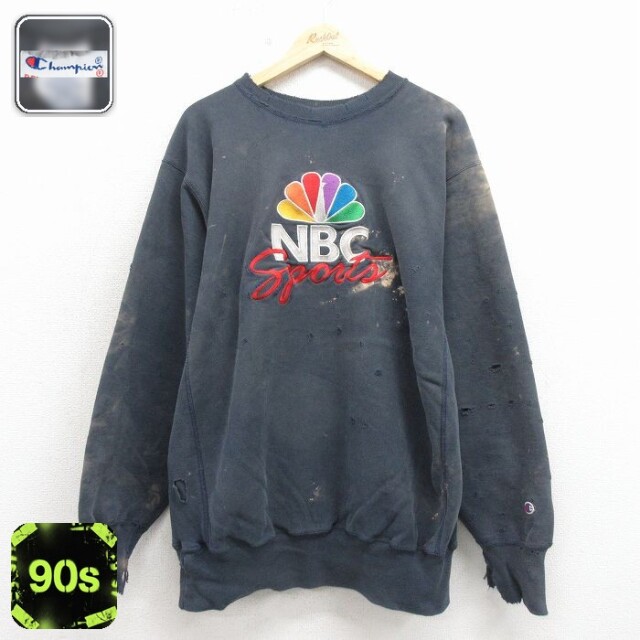 【20%OFF】チャンピオン 90s リバースウィーブ長袖 NBC刺繍 ネイビー メンズXL相当 | 古着