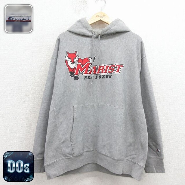 【20%OFF】チャンピオン 00s リバースウィーブパーカー MARIST グレー メンズXL相当 | 古着