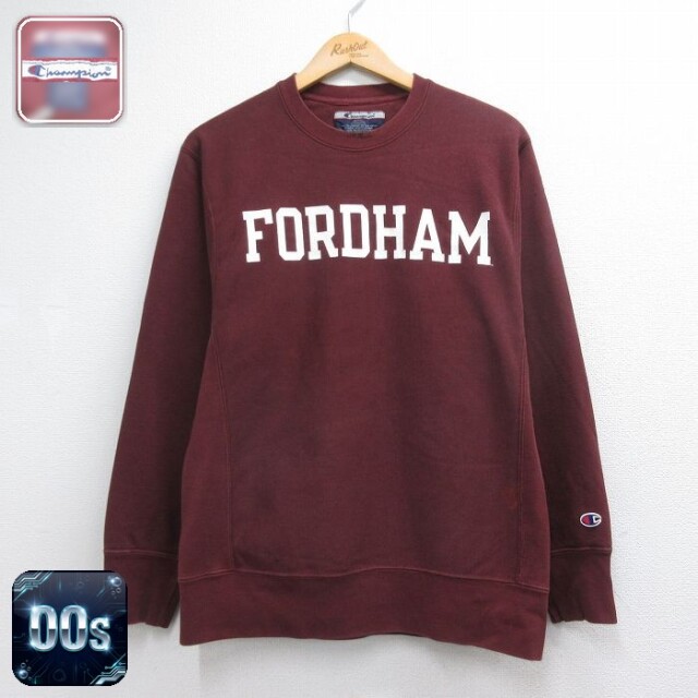 チャンピオン 00s リバースウィーブ長袖 FORDHAM バーガンディ メンズM相当 | 古着
