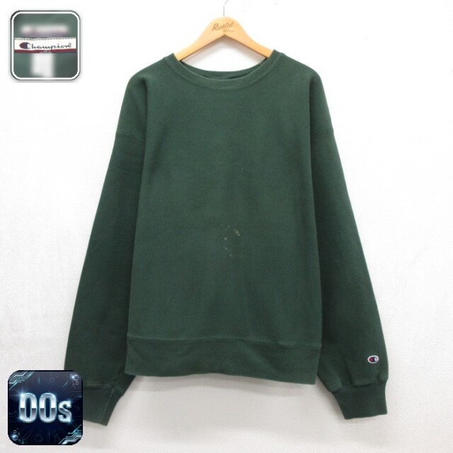 XL★古着 チャンピオン Champion 長袖 チャンピオンリバースウィーブ メンズ 00年代 00s 無地 クルーネック グリーン【spe】 26oct08