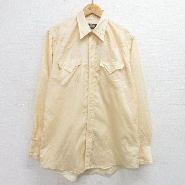 70s ウエスタンシャツ 総柄 イエロー M | 古着