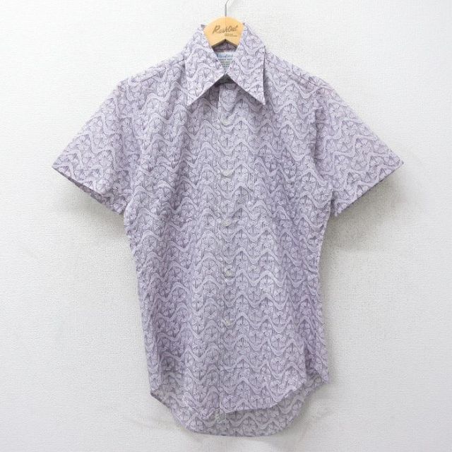 【50%OFF】70s 半袖シャツ 総柄 パープル L | 古着