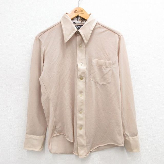 【50%OFF】70s 長袖シャツ ベージュ M | 古着