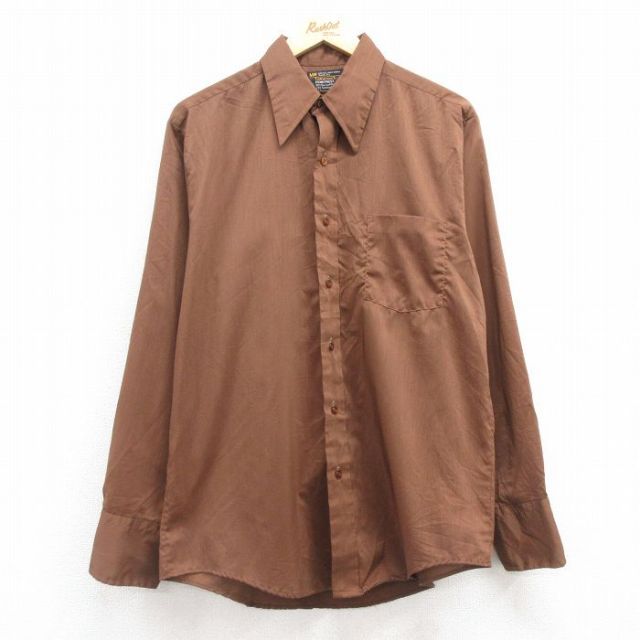 L★古着 JCペニー 長袖 シャツ メンズ 70年代 70s 茶 ブラウン 25feb21 中古 トップス