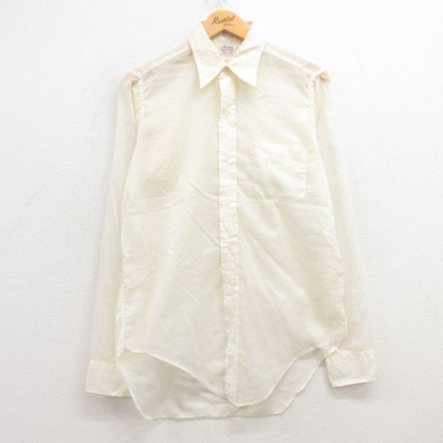 M★古着 長袖 シャツ メンズ 70年代 70s 生成り 25feb21 中古 トップス