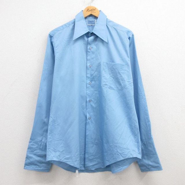 M★古着 バンヒューセン 長袖 シャツ メンズ 70年代 70s 薄紺 ネイビー 25feb21 中古 トップス