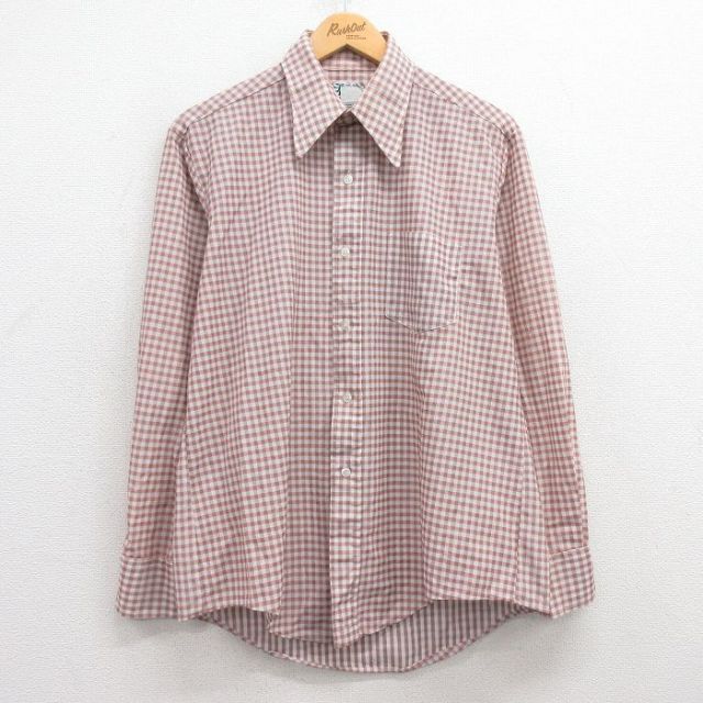 L★古着 長袖 シャツ メンズ 70年代 70s 赤系他 レッド チェック 25feb27 中古 トップス