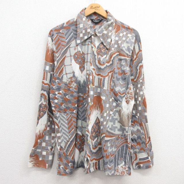 L★古着 長袖 シャツ メンズ 70年代 70s 女性 グレー他 【spe】 25feb27 中古 トップス