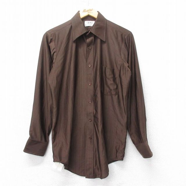 M★古着 JCペニー 長袖 シャツ メンズ 70年代 70s こげ茶 ブラウン 25feb27 中古 トップス