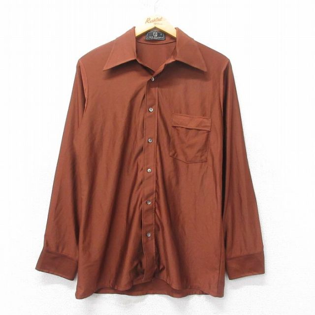 M★古着 バンヒューセン 長袖 シャツ メンズ 70年代 70s 茶 ブラウン 25feb27 中古 トップス