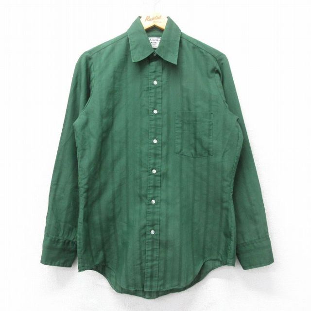 M★古着 アロー 長袖 シャツ メンズ 70年代 70s 緑 グリーン ストライプ 25feb27 中古 トップス