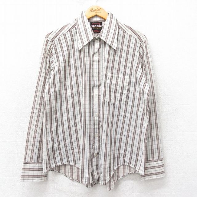 XL★古着 フルーツオブザルーム 長袖 シャツ メンズ 70年代 茶他 ブラウン チェック 25apr01 中古 トップス
