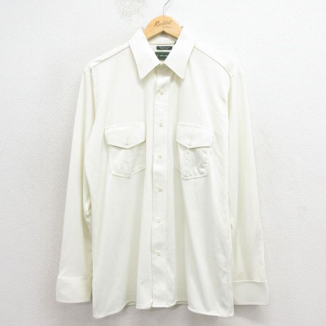 L★古着 長袖 シャツ メンズ 70年代 70s 白系 26jan30