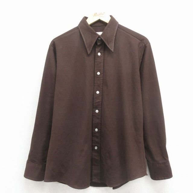 L★古着 キャンパス 長袖 シャツ メンズ 70年代 70s USA製 こげ茶 26jan30