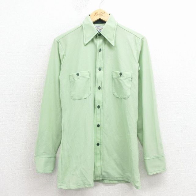 【20%OFF】70s 長袖シャツ グリーン S | 古着
