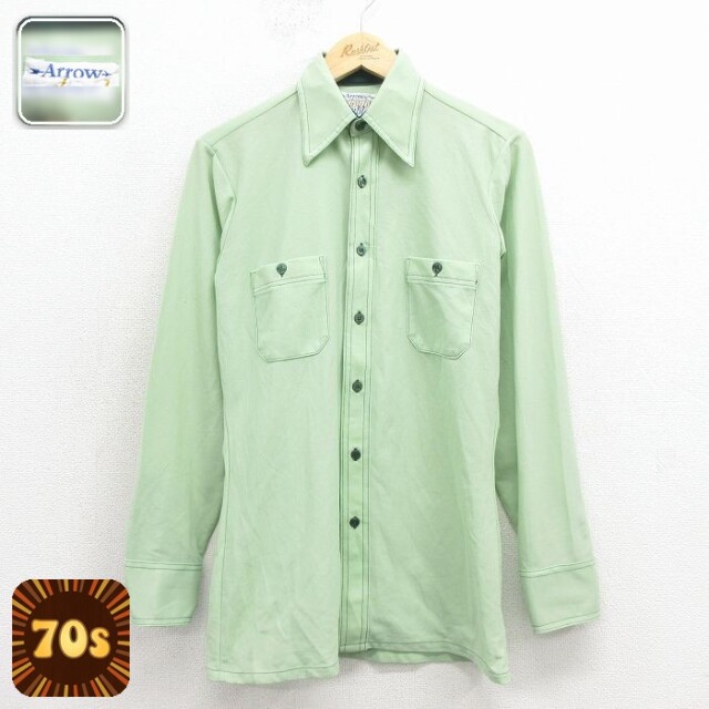 【50%OFF】70s 長袖シャツ グリーン S | 古着