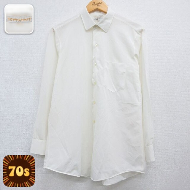 70s 長袖シャツ ホワイト メンズM相当 | 古着