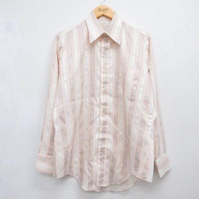アロー 70s 長袖シャツ ストライプ ベージュ メンズL相当 | 古着