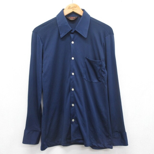 KINGSPORT 70s 長袖シャツ Ultriana ネイビー メンズS相当 | 古着